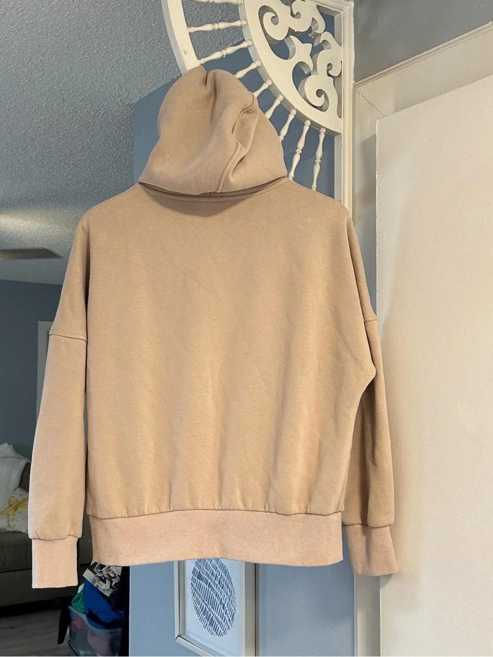 BTFBM Women’s Beige Zip-Up Hooded Sweatshirt Size M Pockets